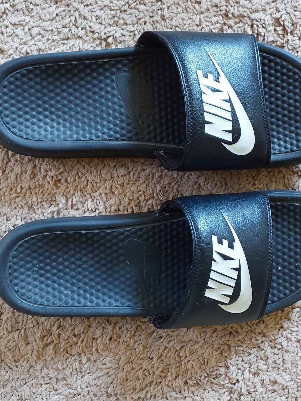 Nike Black Slide Sandals with White Swoosh